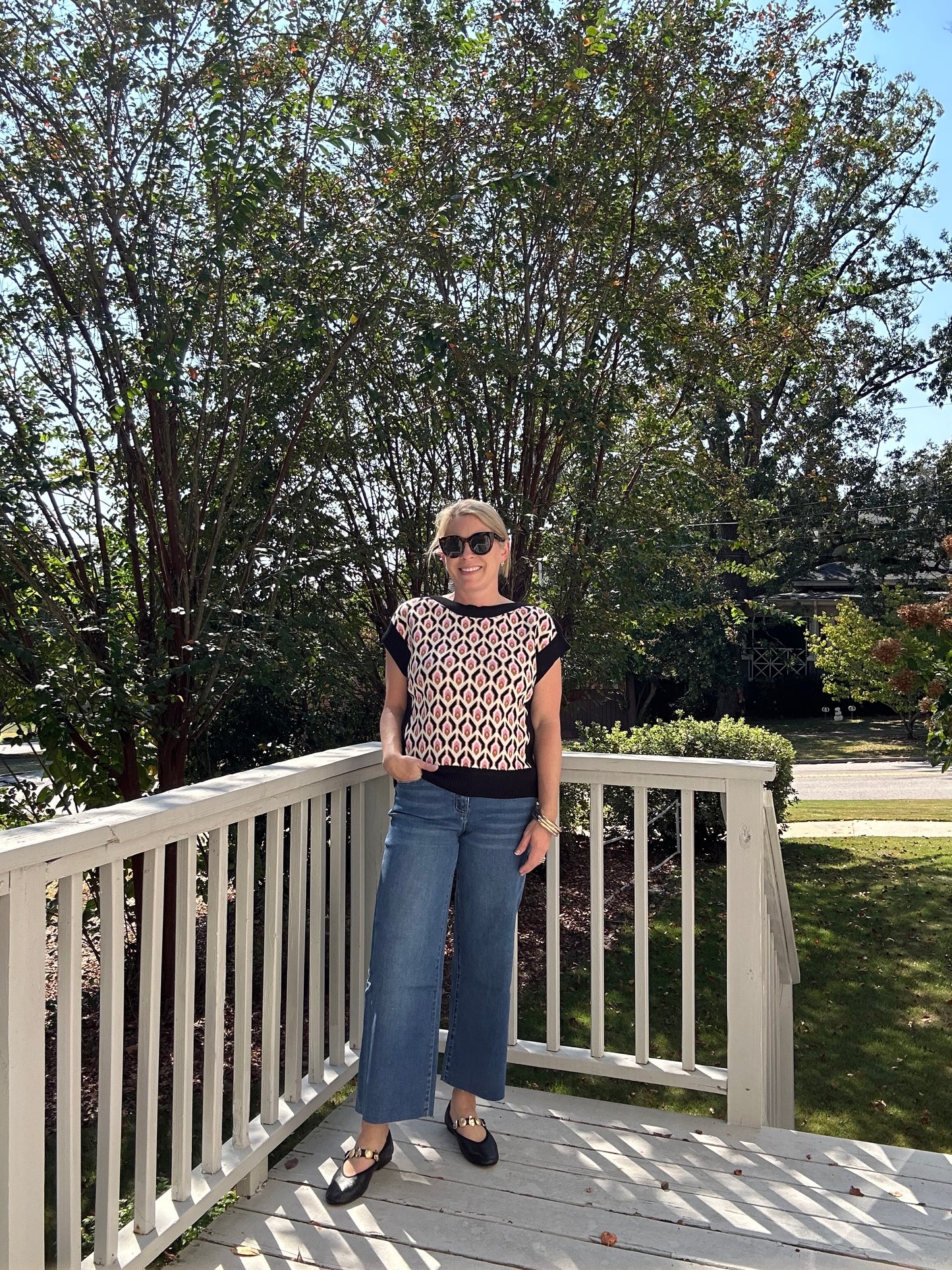 Sleeveless Patterned Knit Top