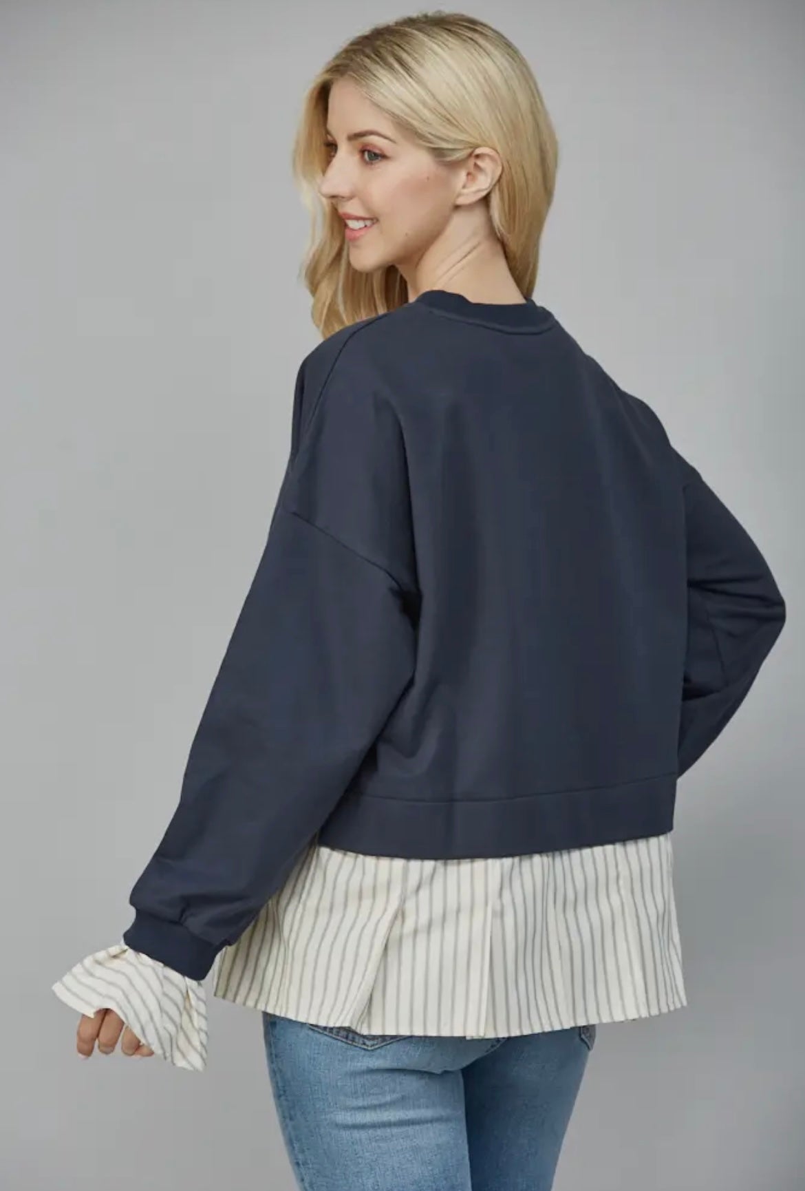 Stripe Shirt Sweatshirt