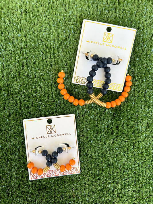 Kelly Earrings in Navy + Orange