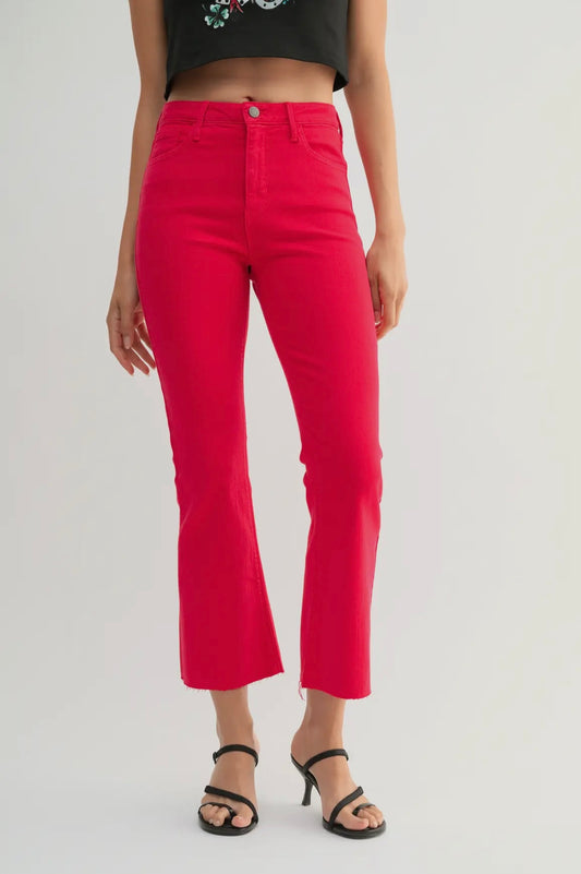 Crop Flare in Vintage Red