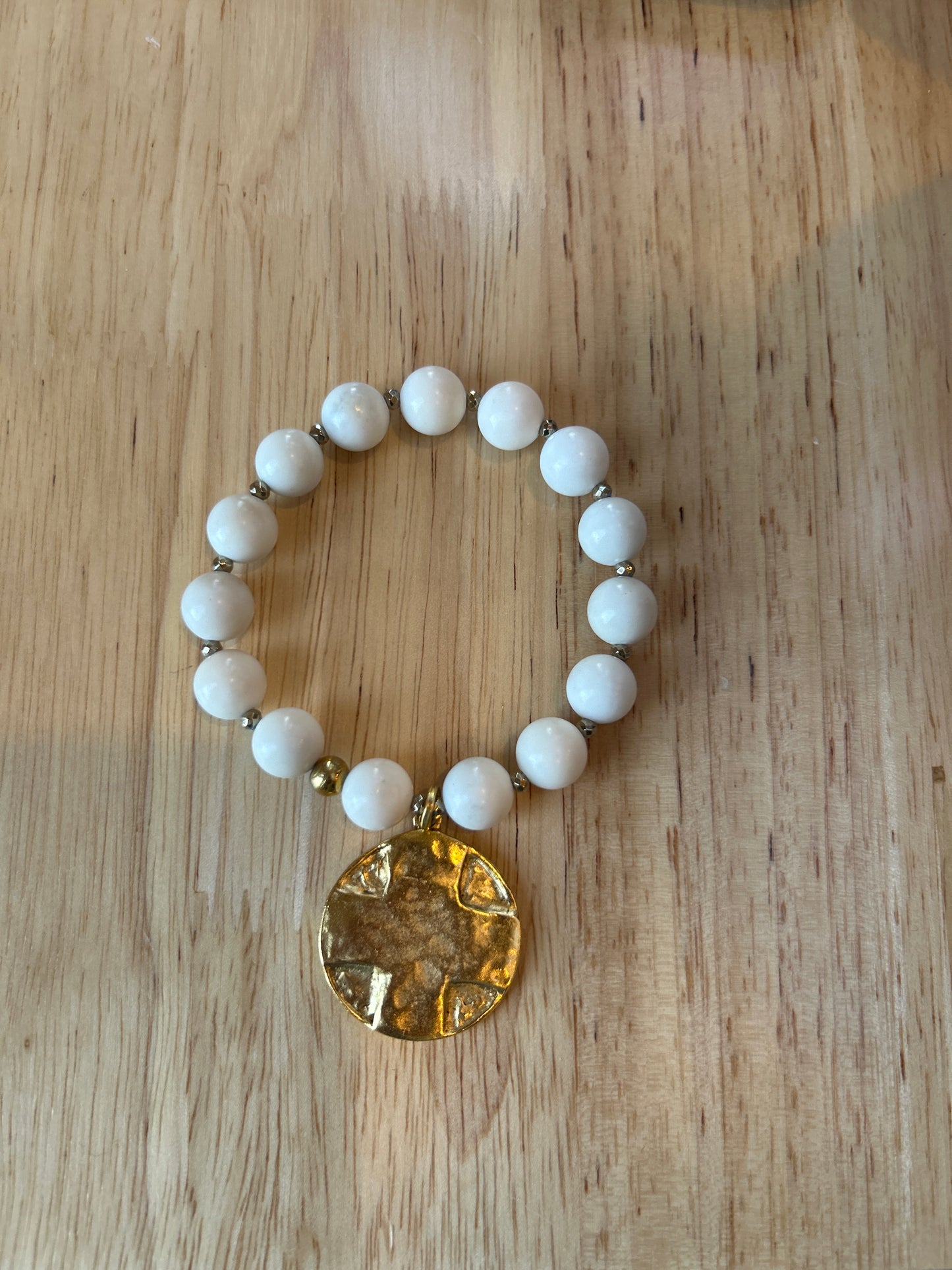 Beaded Bracelet with Cross Hammered Pendant