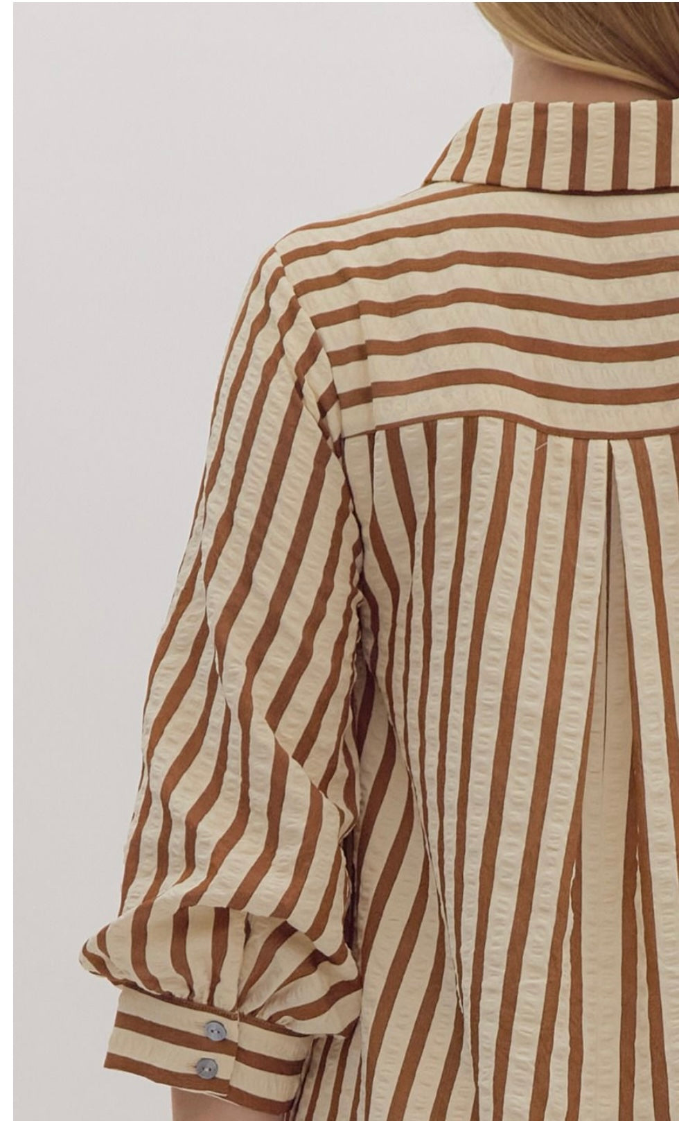 Brown Striped Seersucker Dress