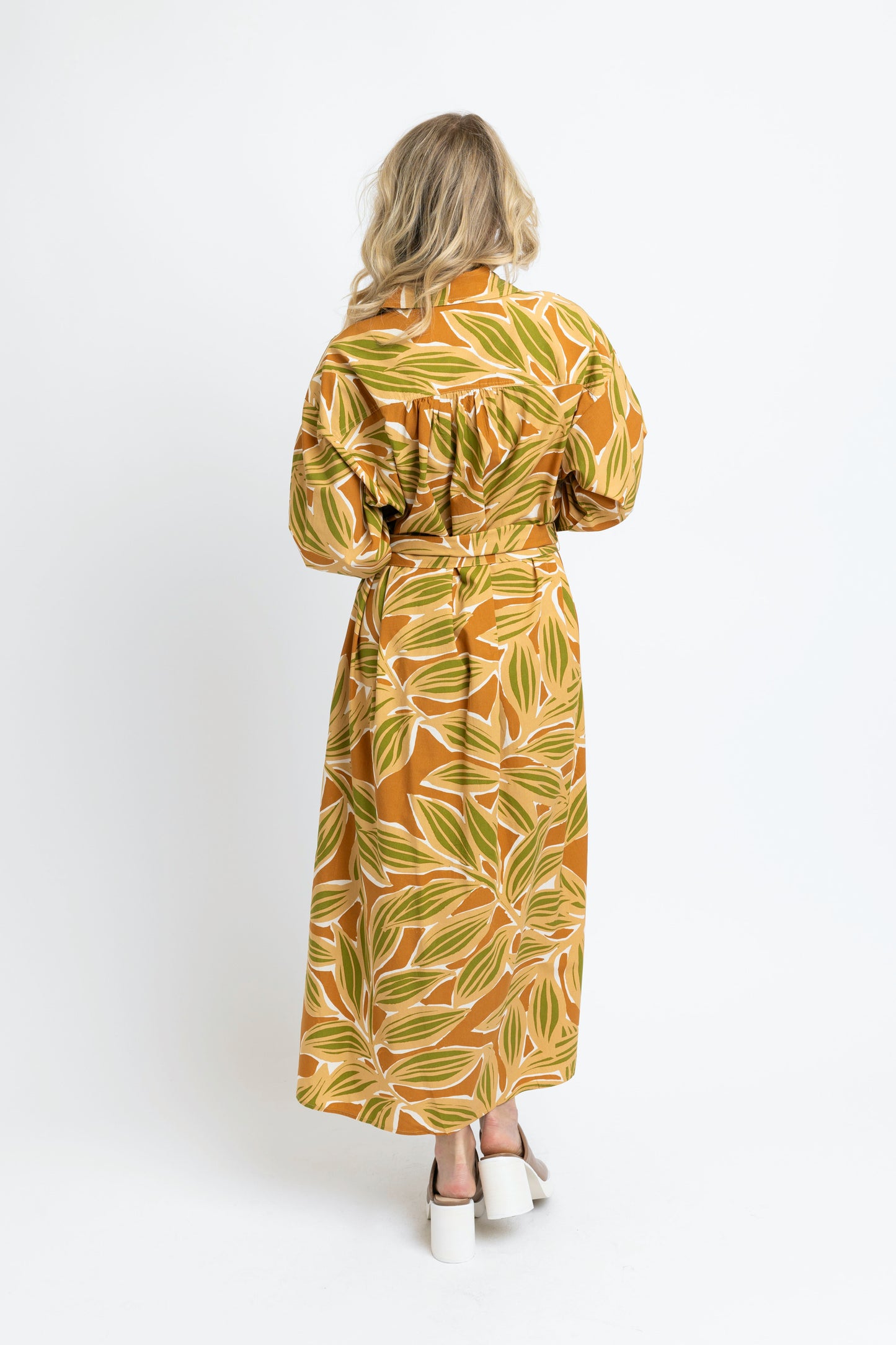 Desert Palm shirt maxi dress with belt