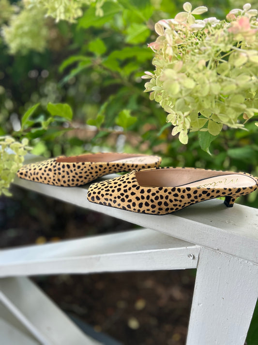 Cheetah Kitten-Heel Mules