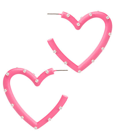 Pearl & Color Coated Heart Hoops