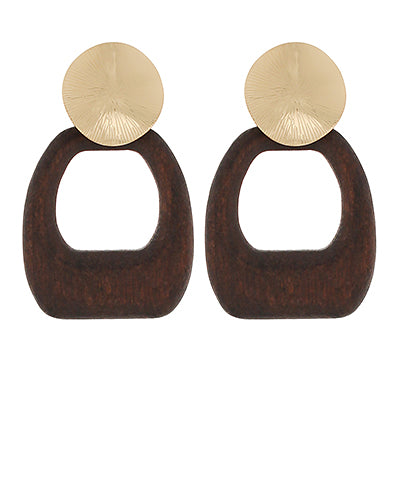 Geometric Square Wood Earrings