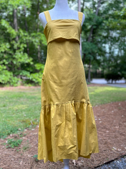 Back Tied Sleeveless Maxi Dress in Golden Yellow