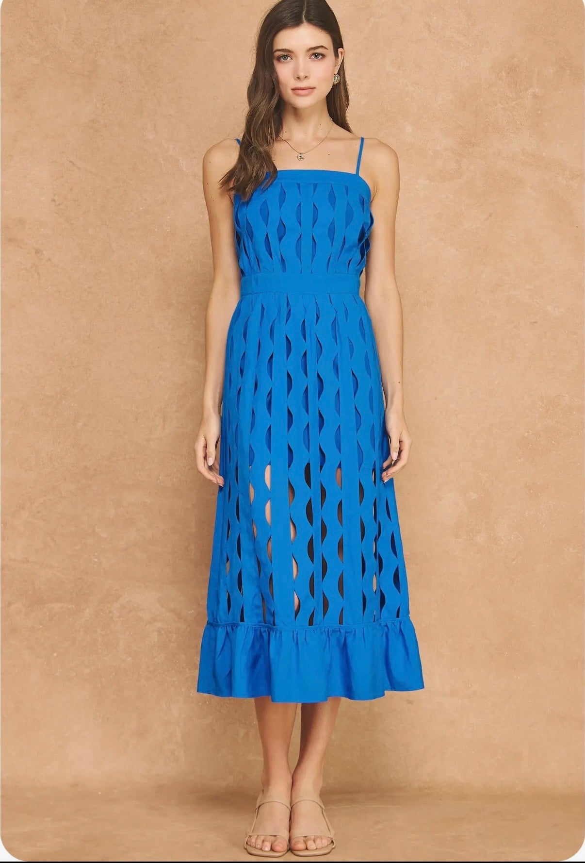 Sectional Wavy Cutout Midi Dress