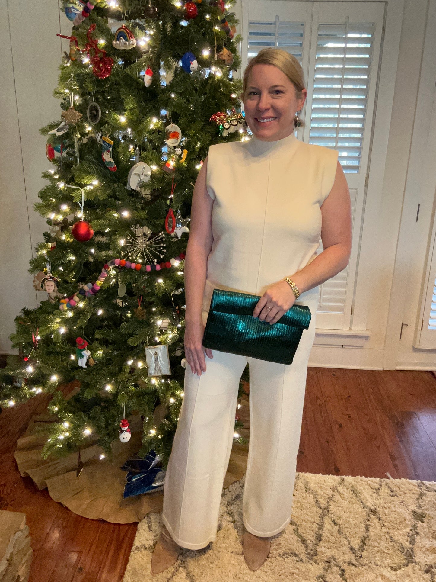 Knit mock neck and crop pant set