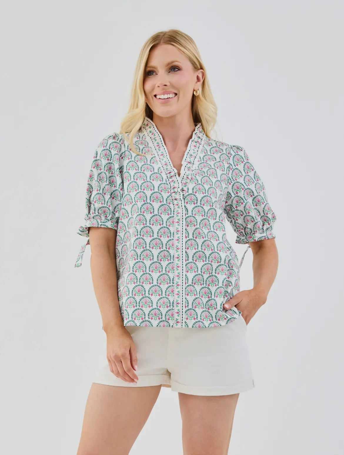 Brynn Top | Sunshower Flora White