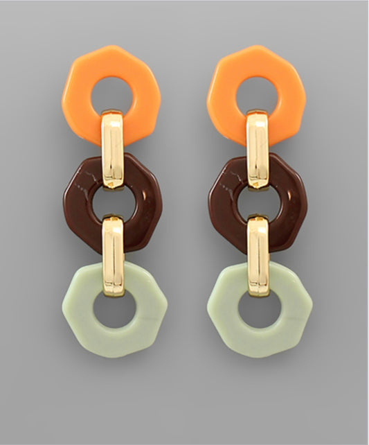 3 Octagon Drop Earrings