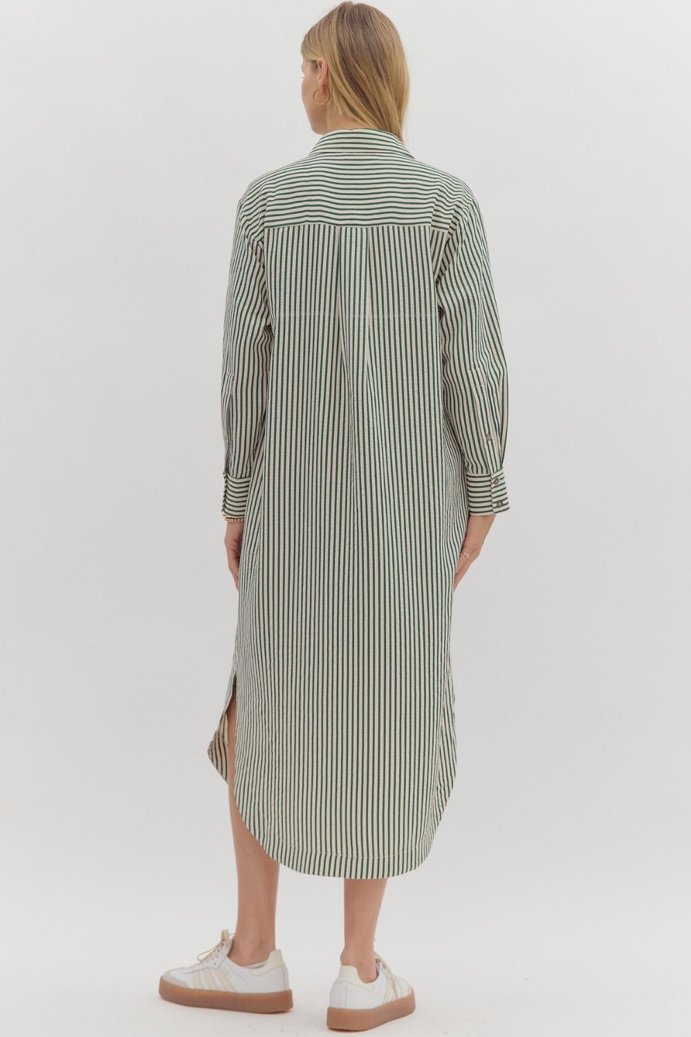 Long sleeve midi shirt dress