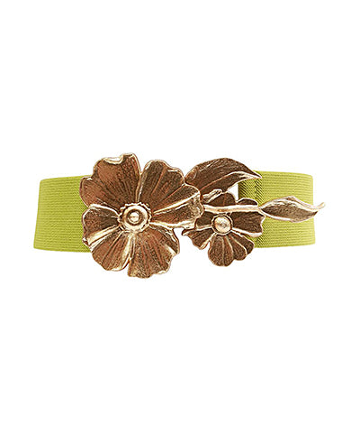 Chartreuse Flower Buckle Stretch Belt