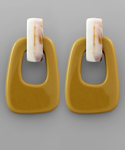 Two Tone Acrylic Door Knocker Earrings