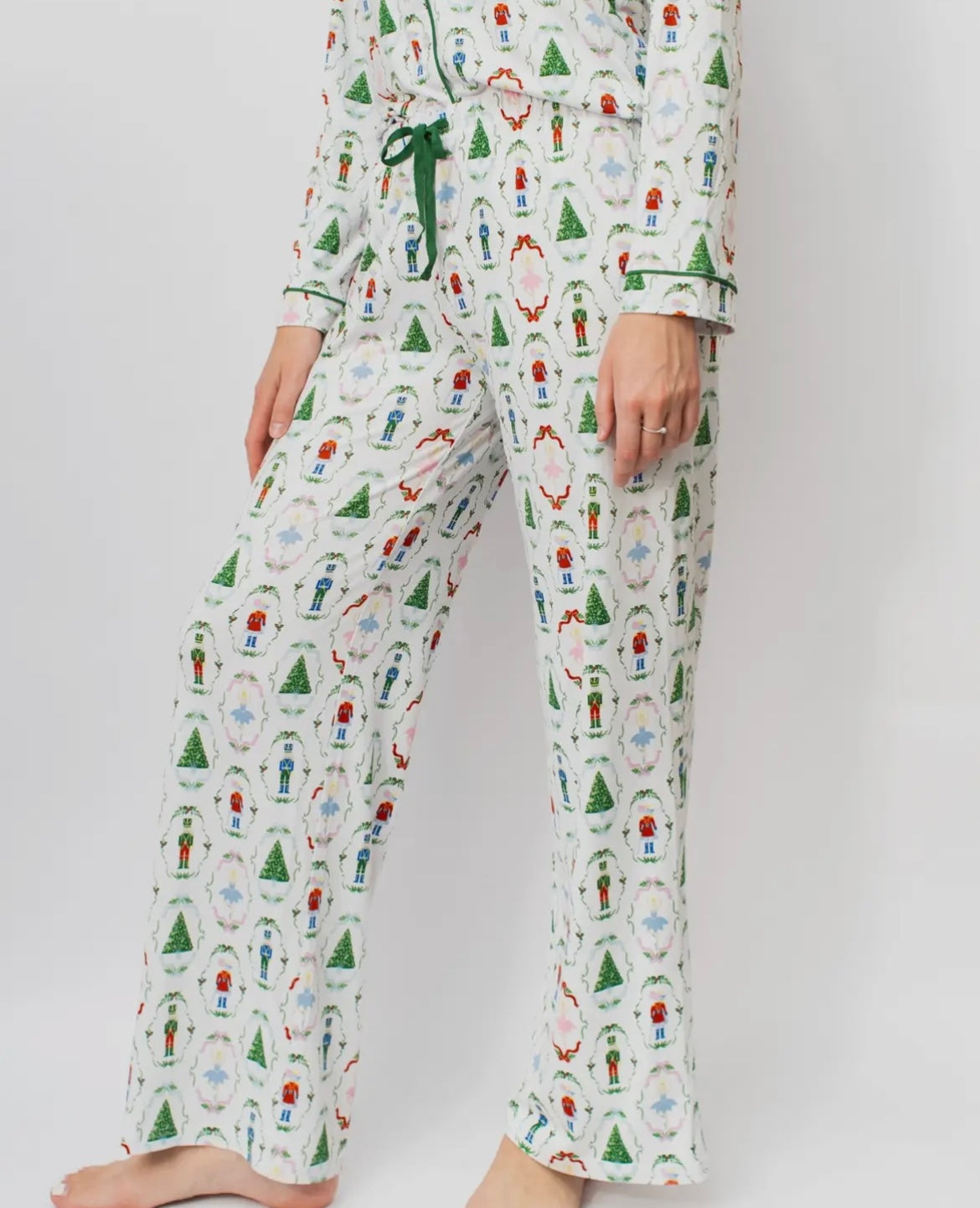 Nutcracker Waltz Long Sleeve Button Up Sleep Shirt and Pants Set