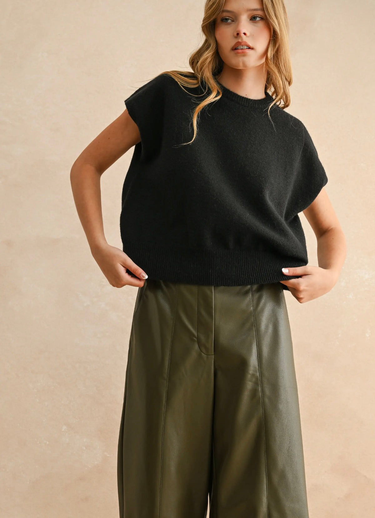 Loose Fit Short Sleeve
Sweater Top (three colors!)