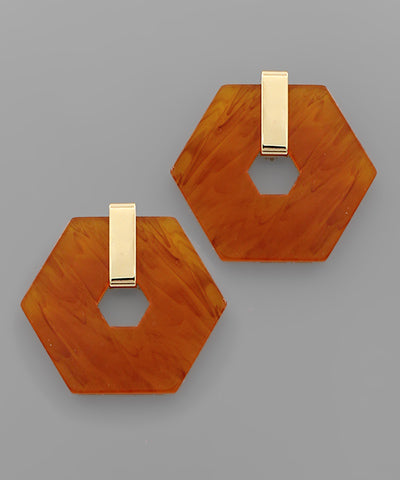 Acrylic Hexagon Earrings