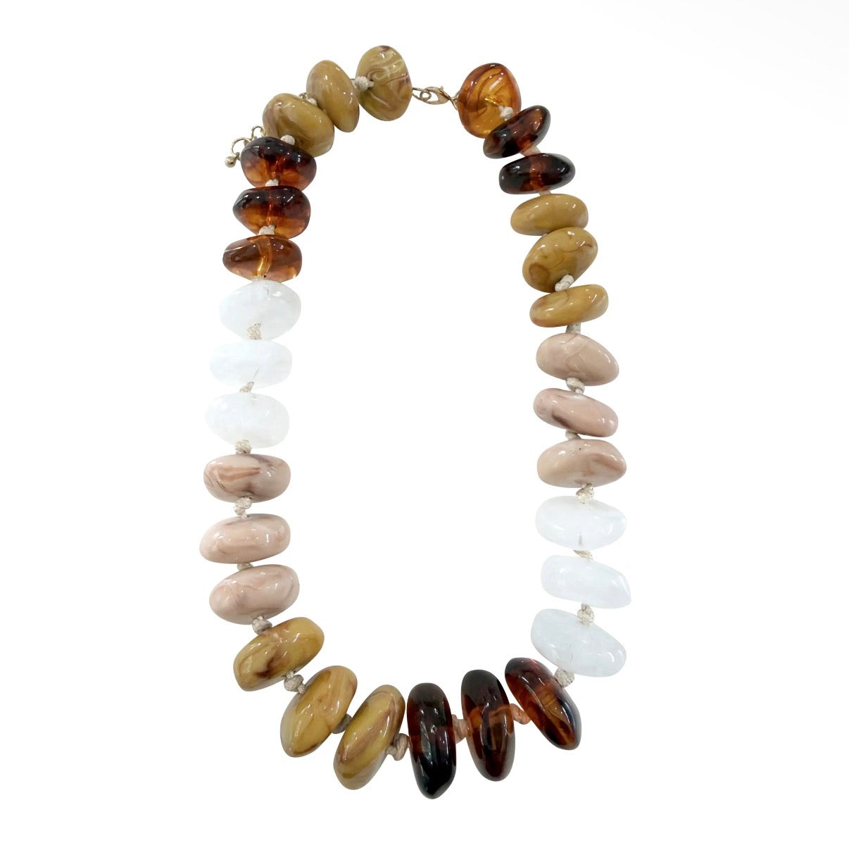 Delray Chunky Beaded Necklace-
Tan Tort