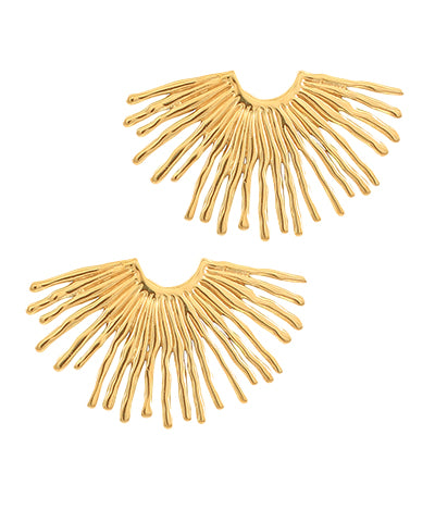 Gold half fan earrings