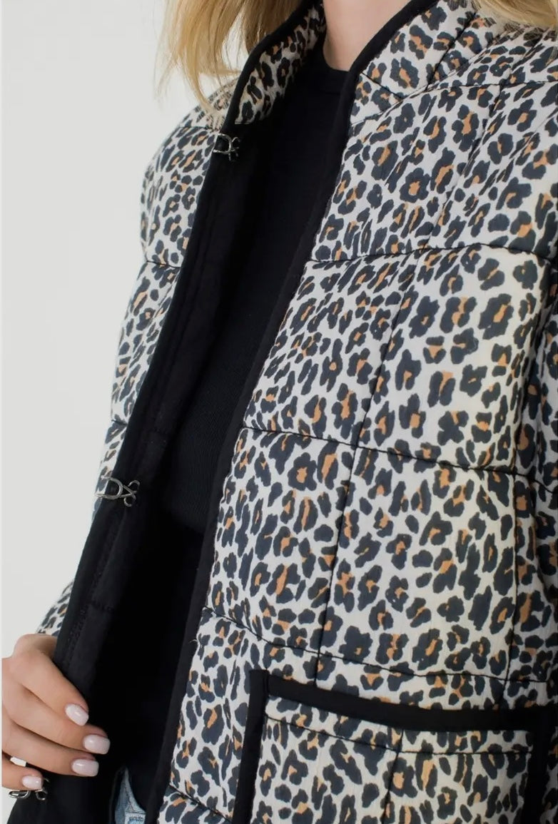 Leopard Print Puffer Quilted Jacket