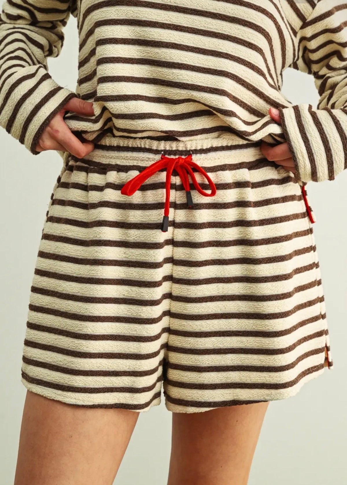 Textured Stripe Fabric Shorts