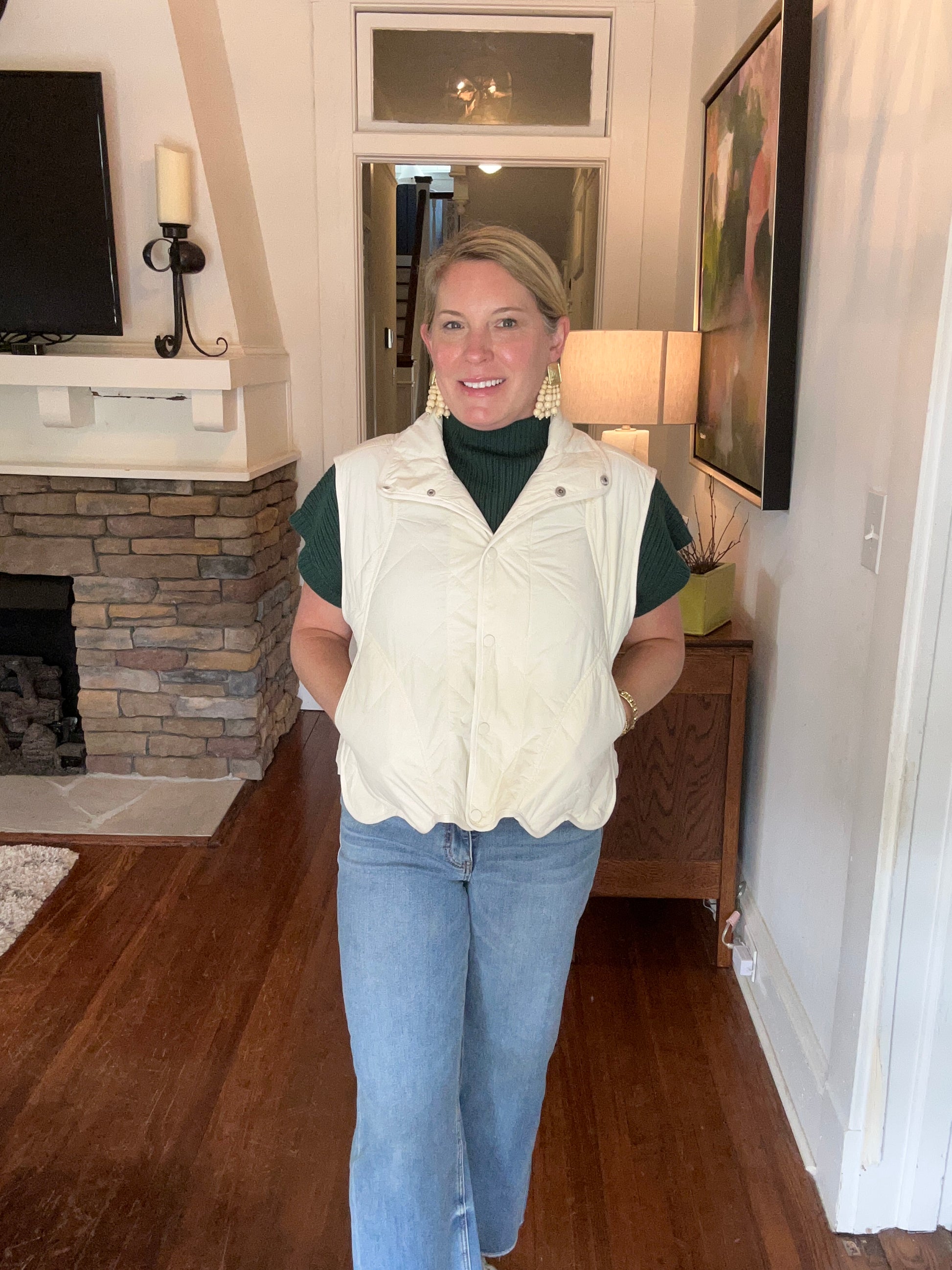 cream vest with button closure