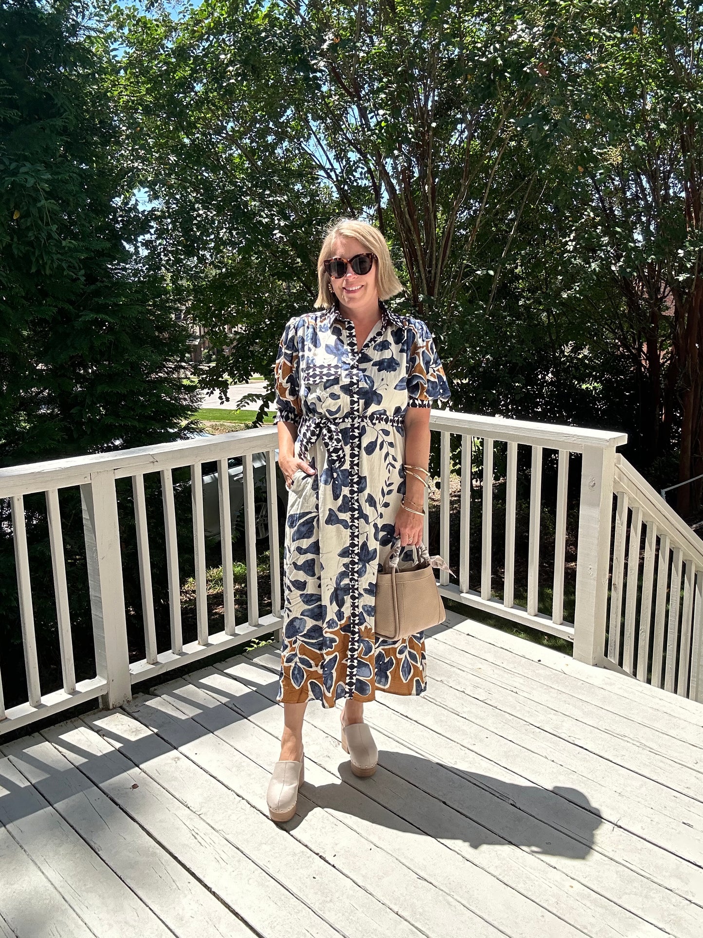 Botanical midi shirt dress