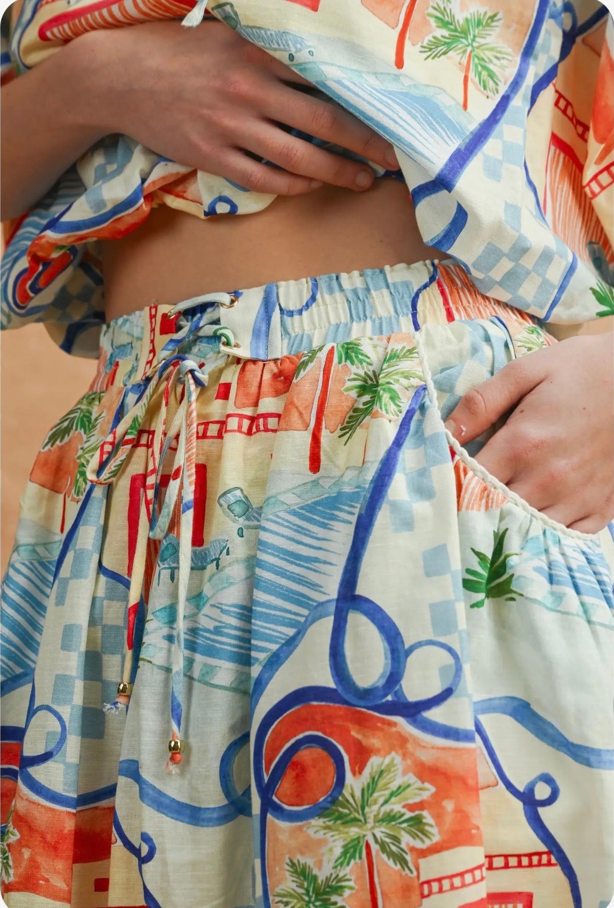 Riviera Dream Bubble Top + Midi Skirt Two-Piece Set