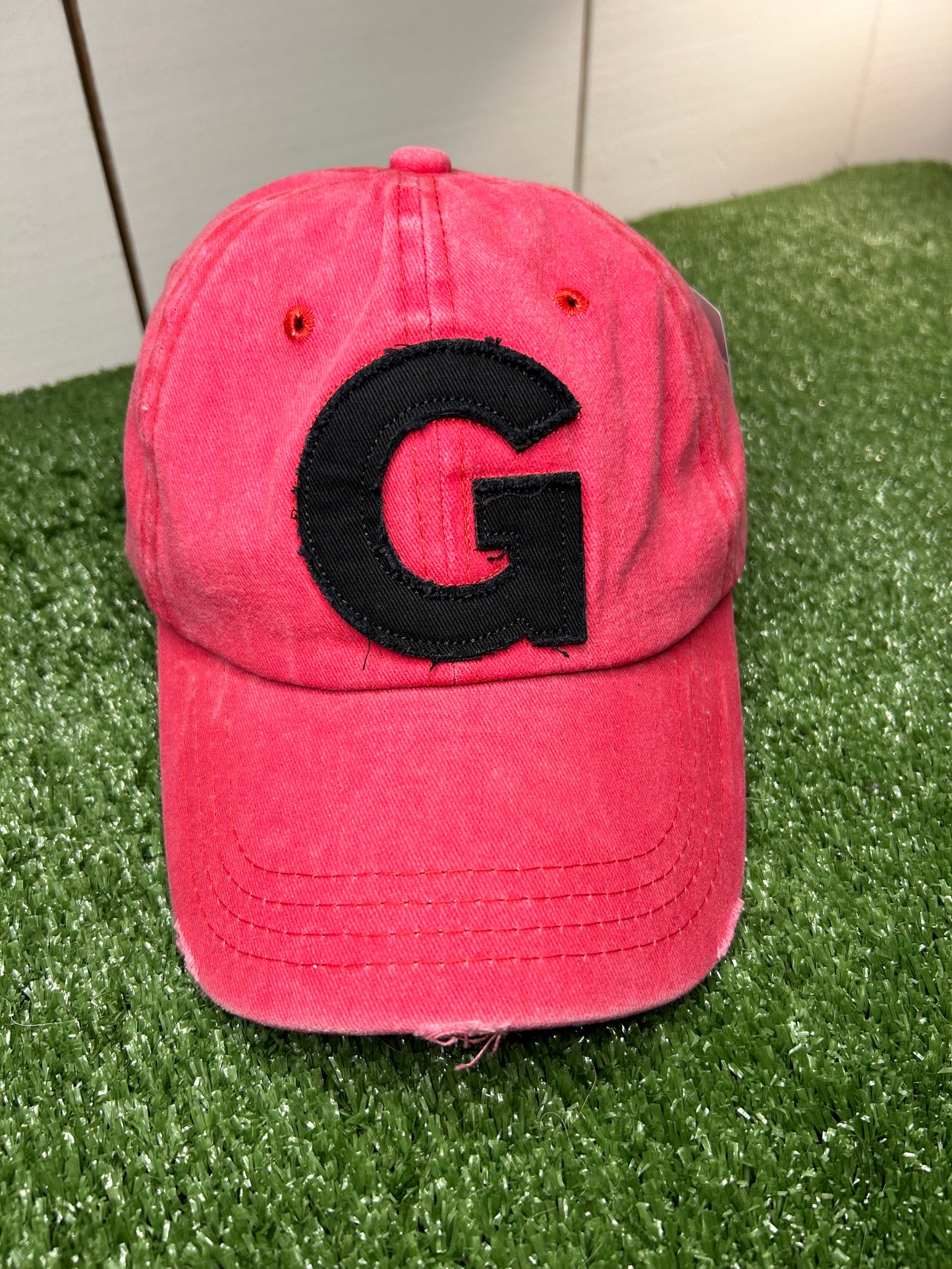 "G" Embroidered Vintage Cap - Vintage Red