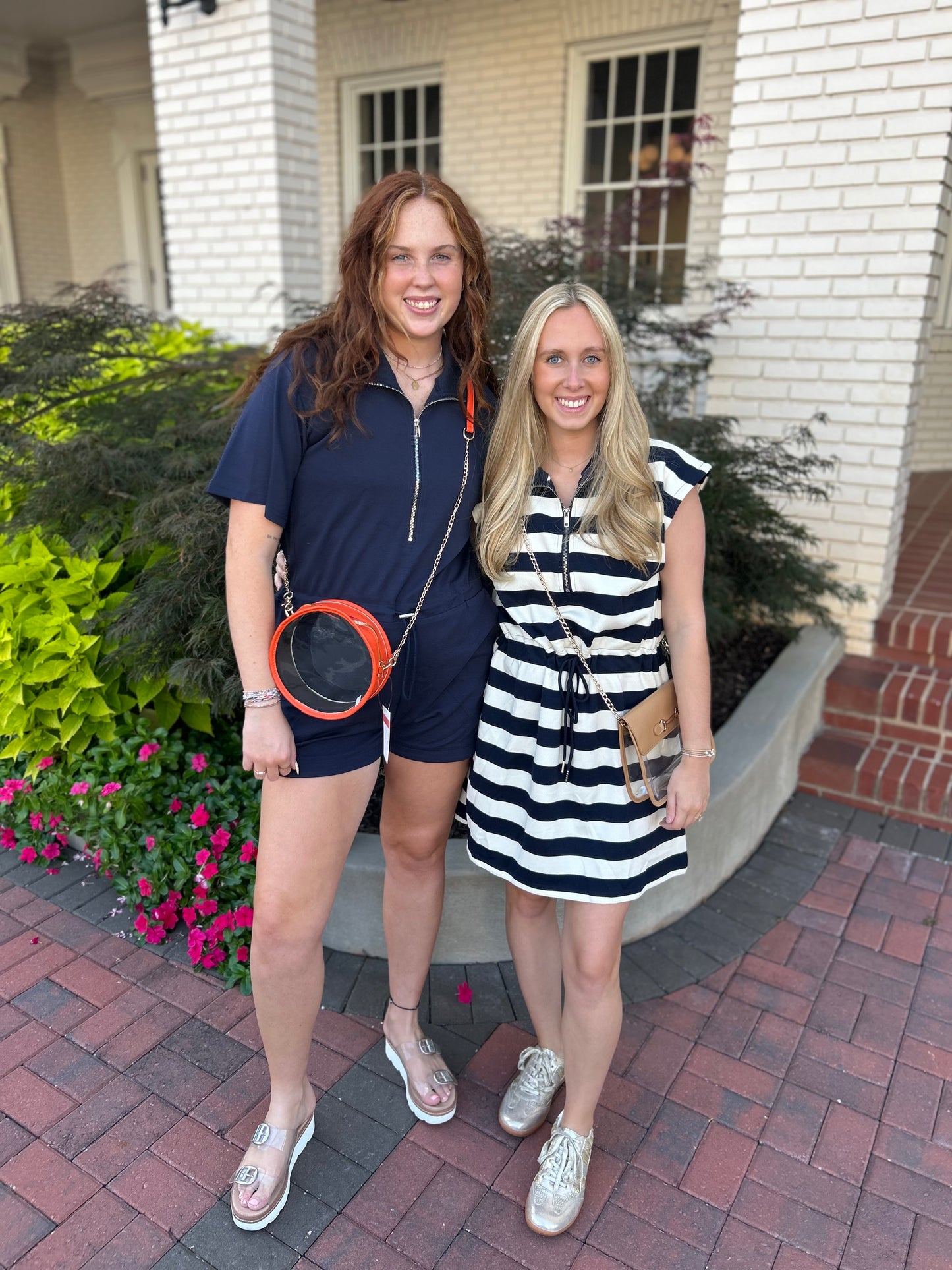 Striped Zip Up Collared Dress
