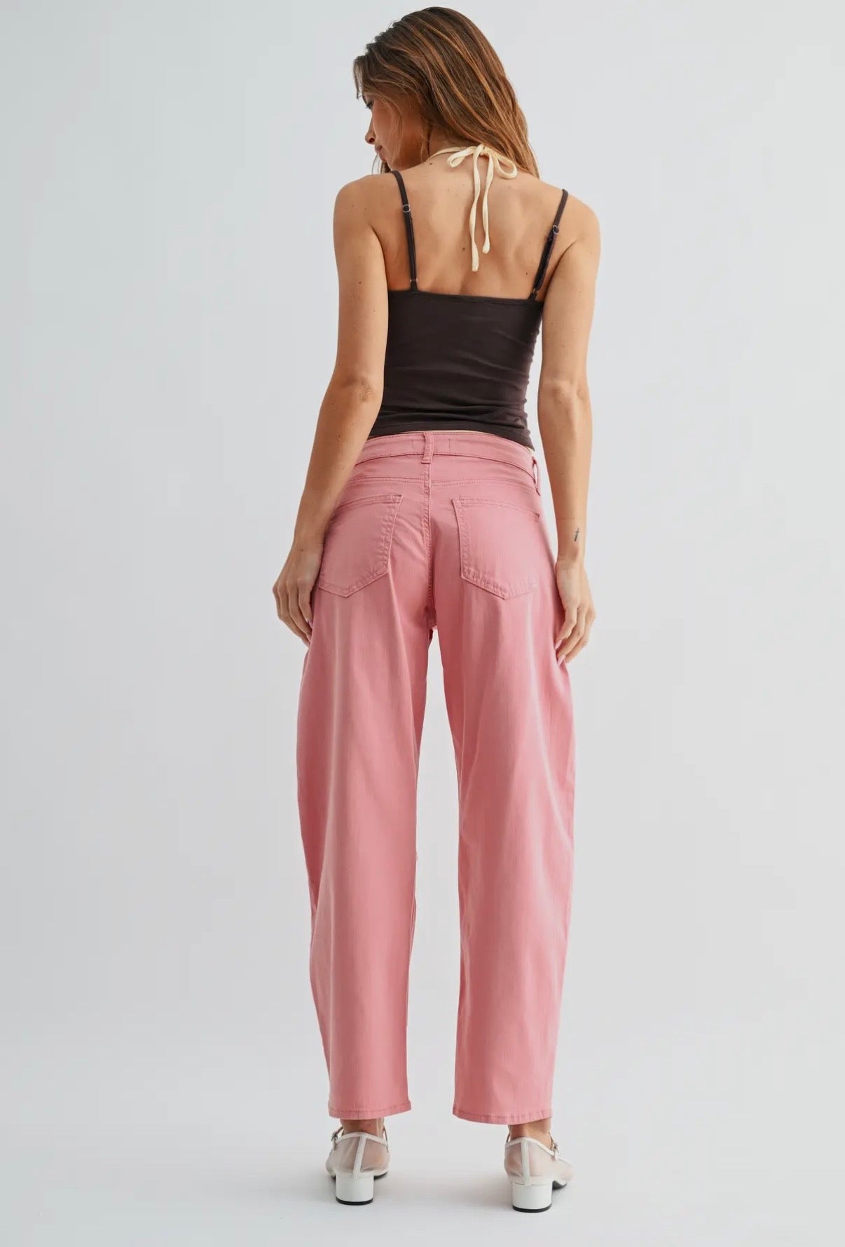 Stretch Twill Comfort Barrel in Washed Pink