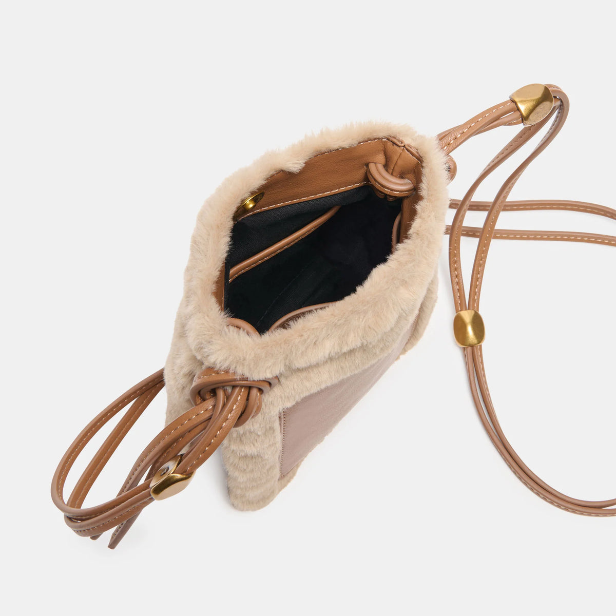 lyrik crossbody mid brown faux fur