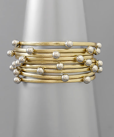 Studded metallic leather bracelet