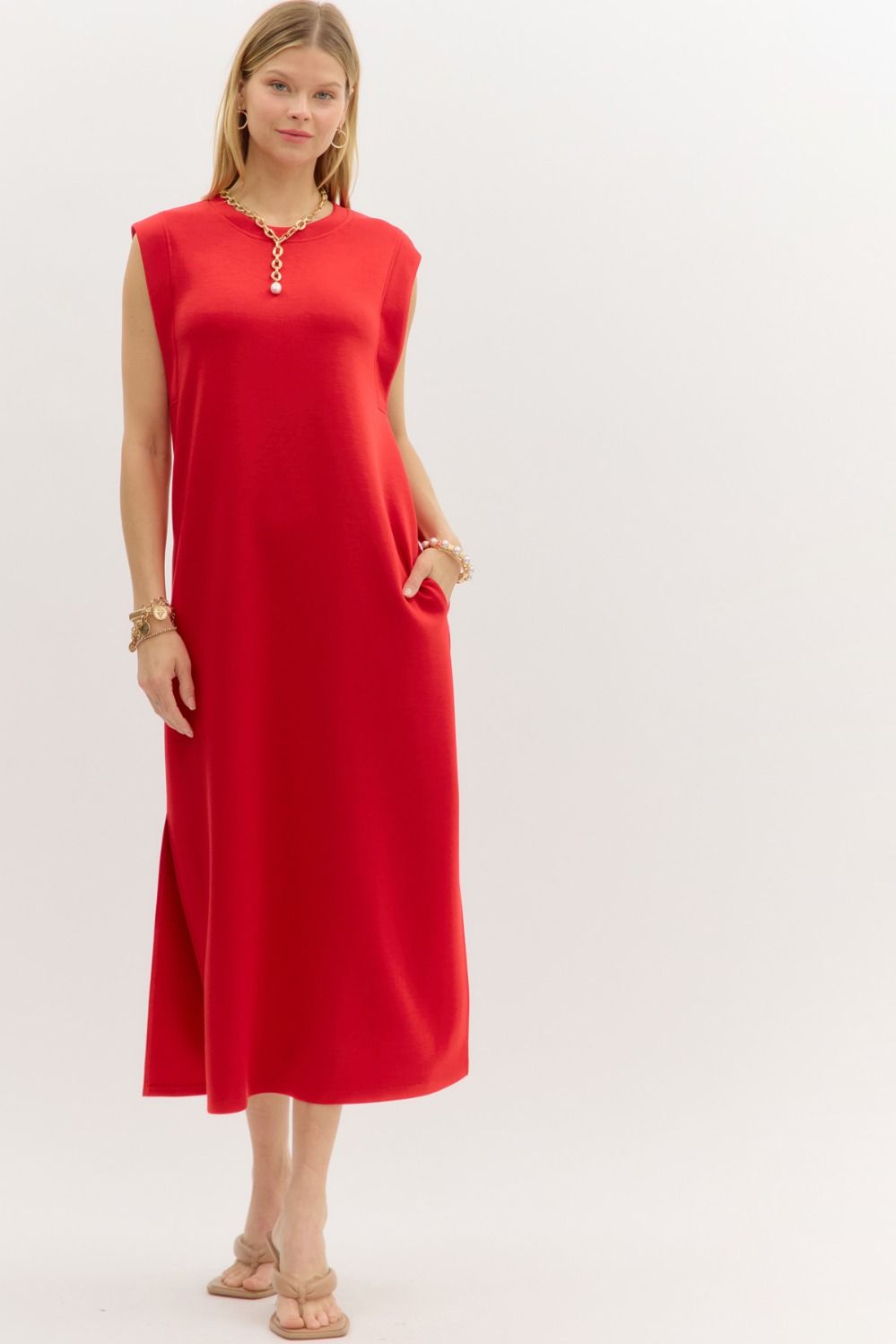 Jersey knit midi dress
