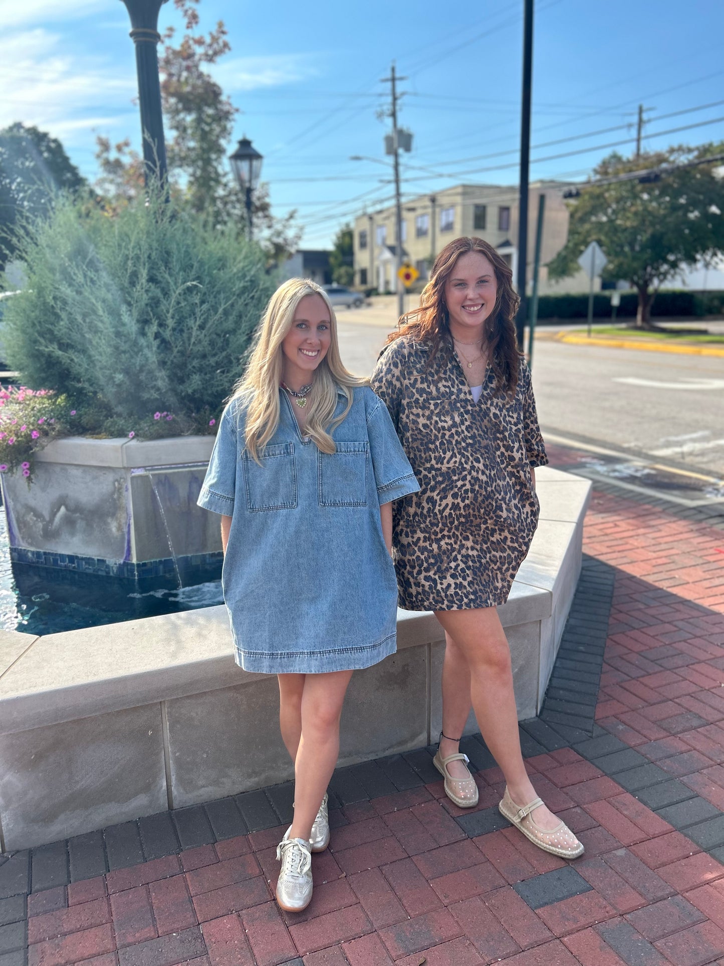 V-neck Denim Tunic Dress