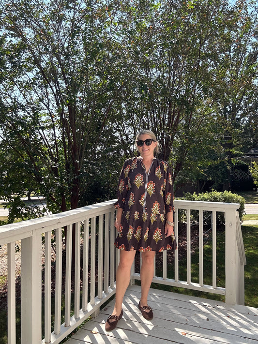 Floral Print Ruffle Sleeve Dress