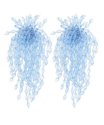 Clear Bead Fringe Long Earrings