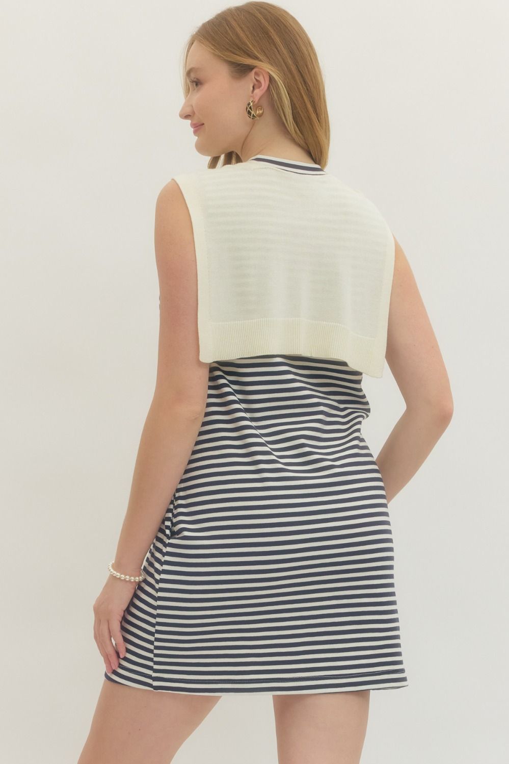 Striped dress with scarf