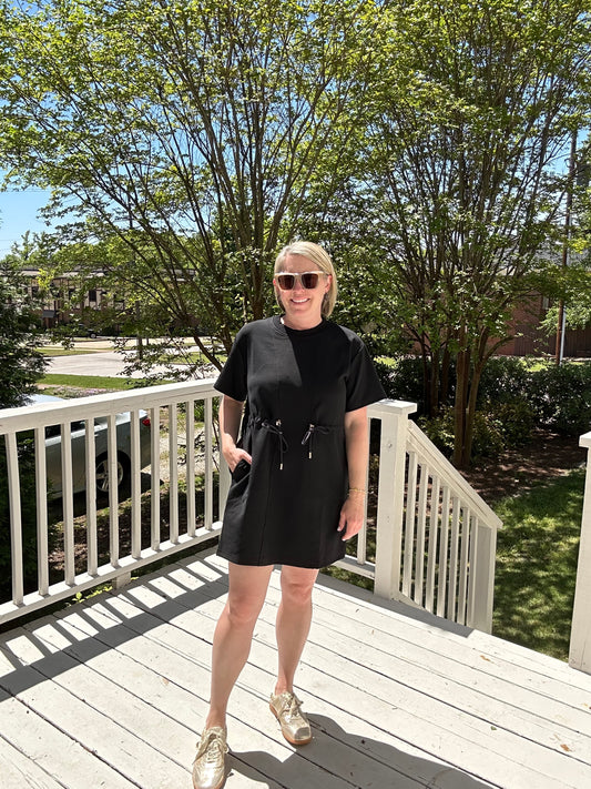 Cinched waist short sleeve dress