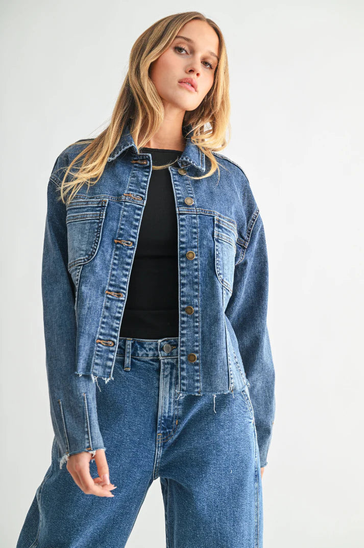 Frayed Hem Utility Jacket
