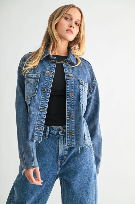 Frayed Hem Utility Jacket