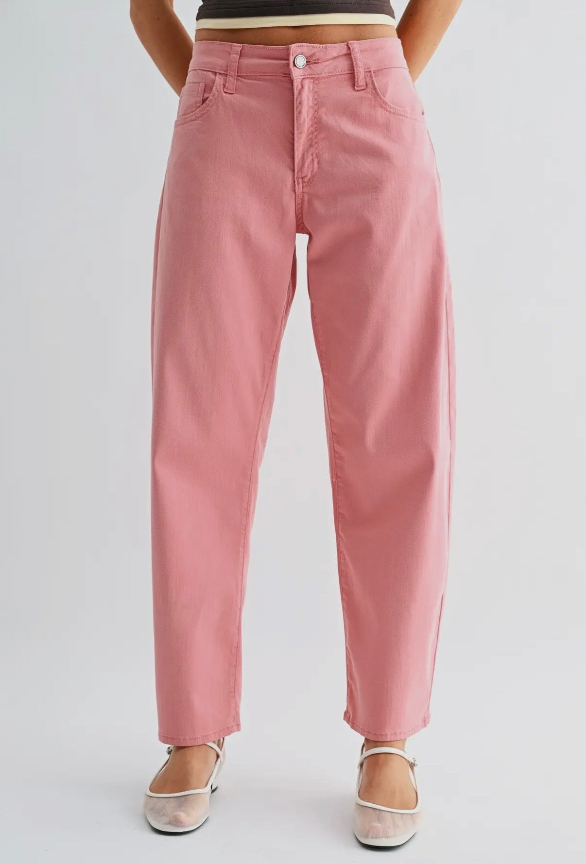 Stretch Twill Comfort Barrel in Washed Pink