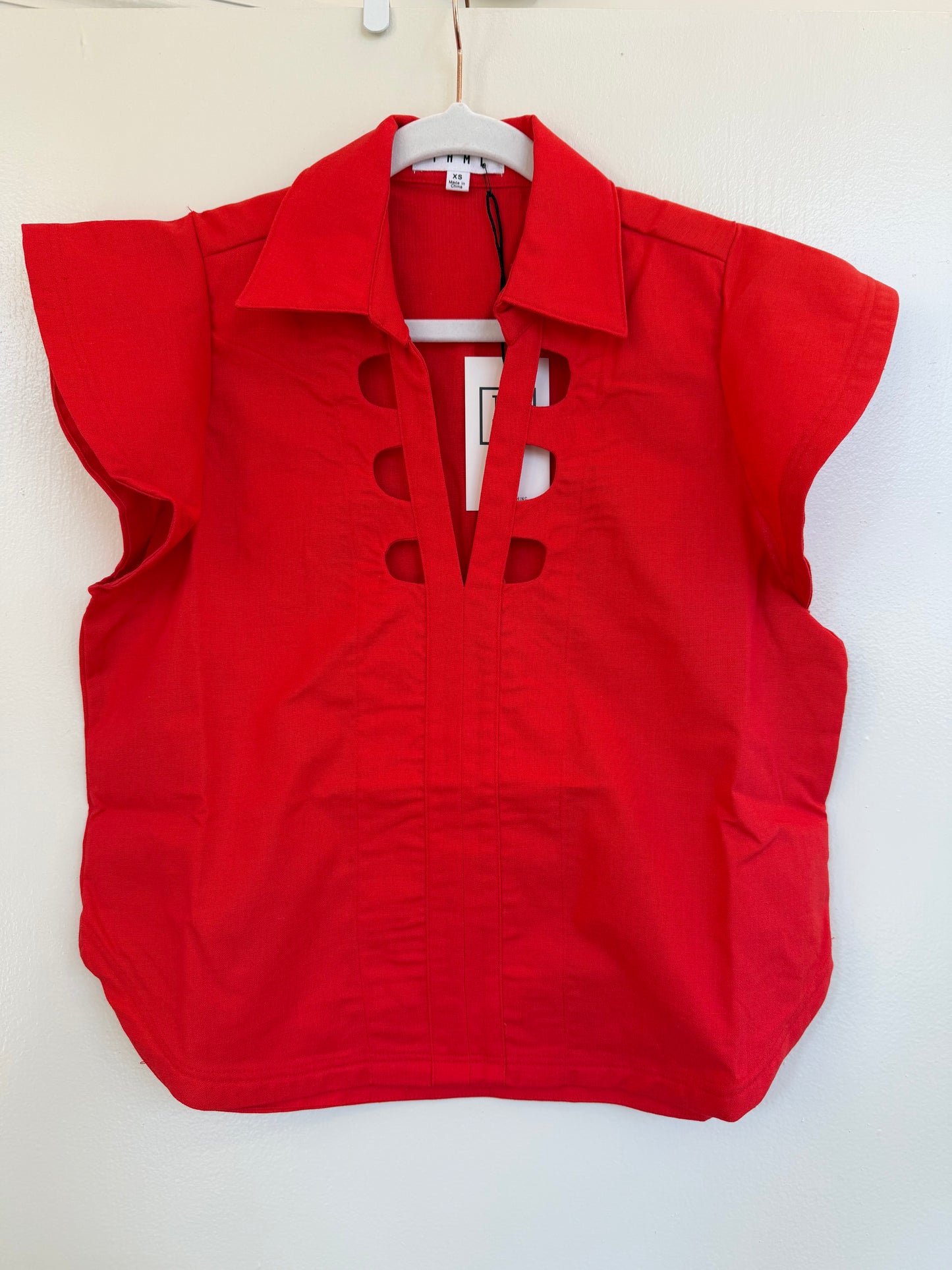 Red cut-out top
