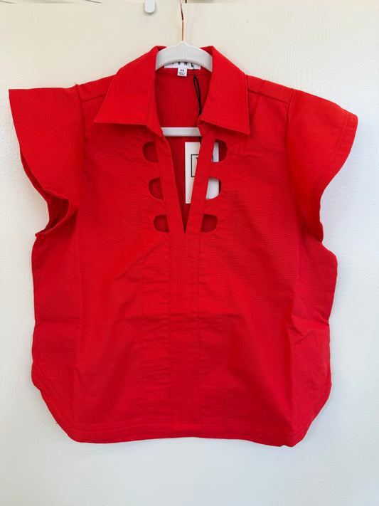 Red cut-out top