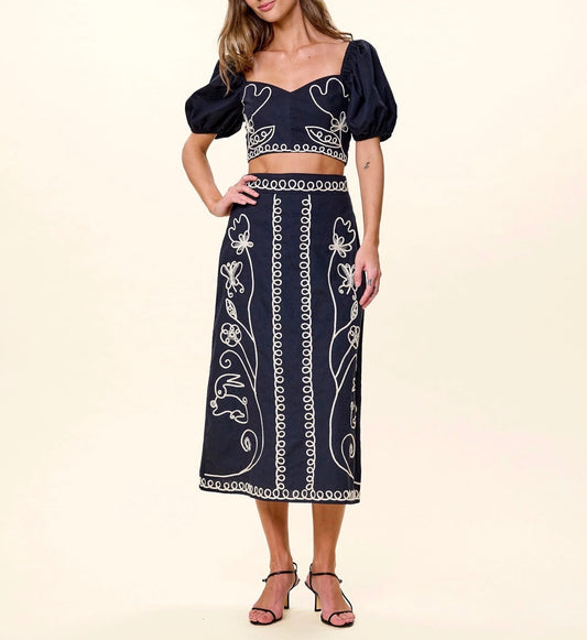 SORINA MIDI SKIRT | BLACK