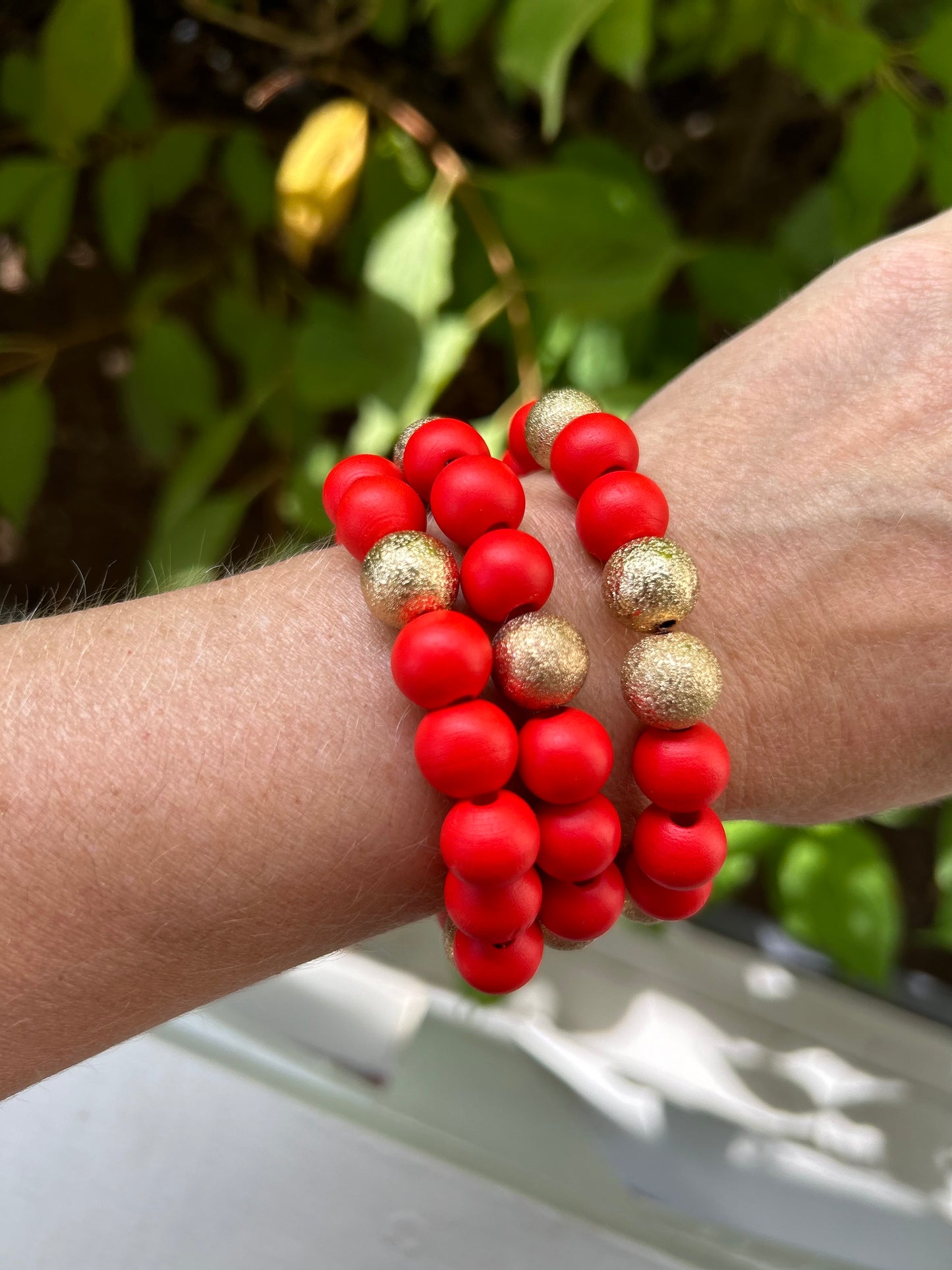 Three stack wood bracelets