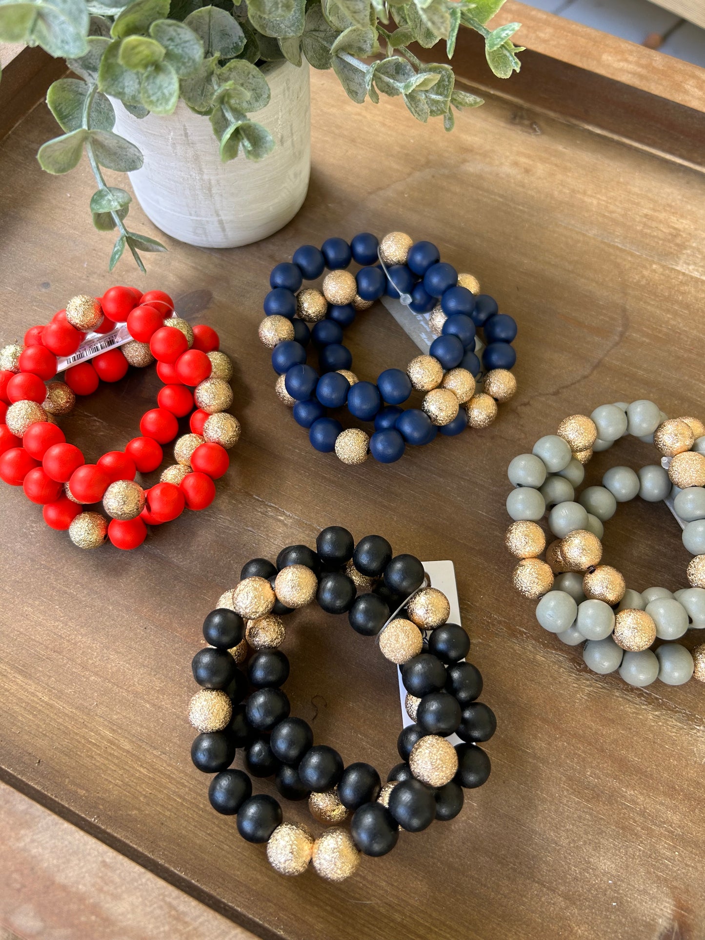 Three stack wood bracelets