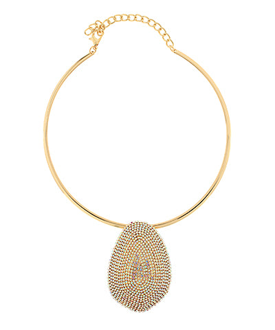 Pave Crystal Organic Pendant Choker