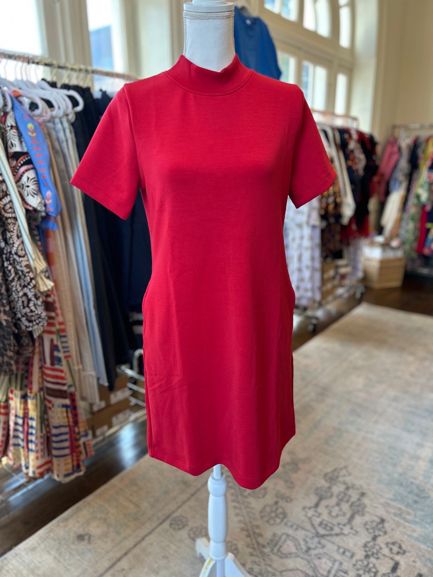 Modal Scuba Mock Neck Mini Dress