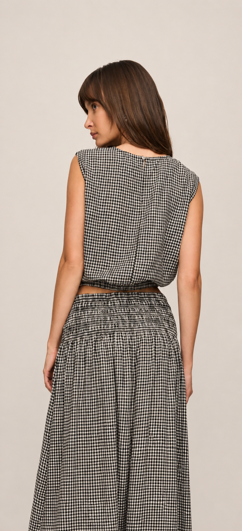 Merit Cropped Gingham Linen Top
